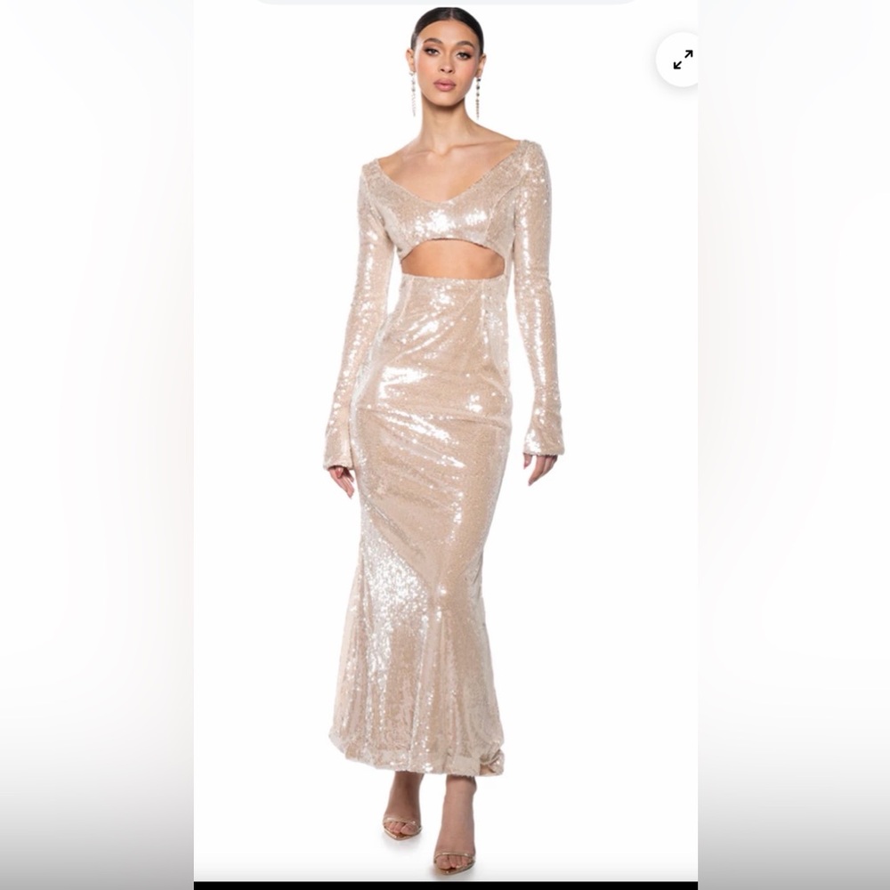 AKIRA Sparkling Cream Sequin Dress